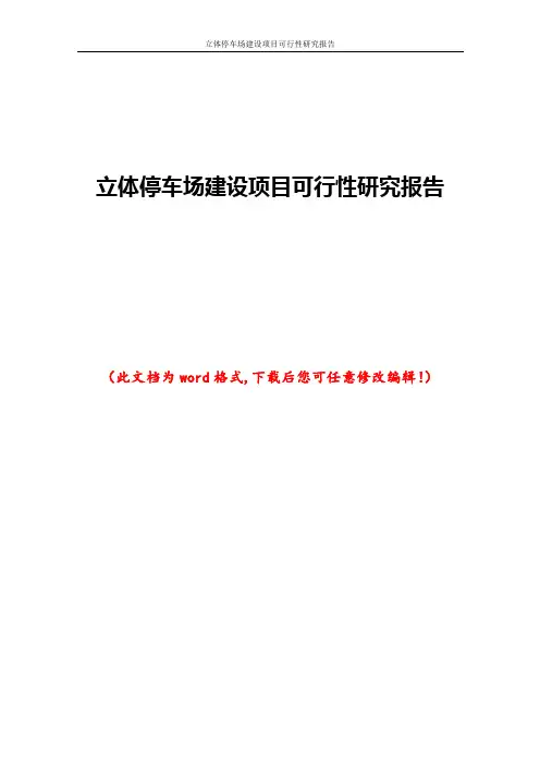 立体停车场建设项目可行性研究报告