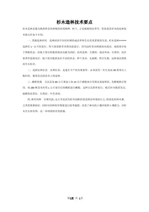 杉木造林技术要点