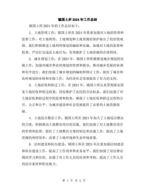 镇国土所2024年工作总结