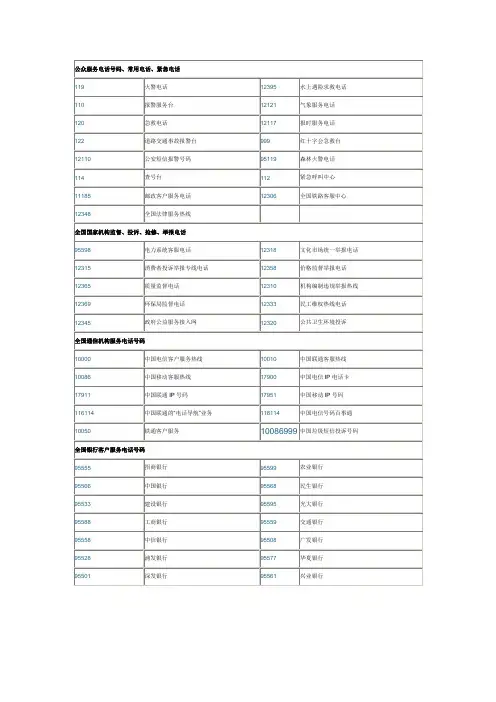 公众服务电话号码
