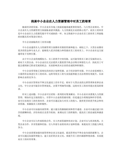 浅谈中小企业在人力资源管理中对员工的培育