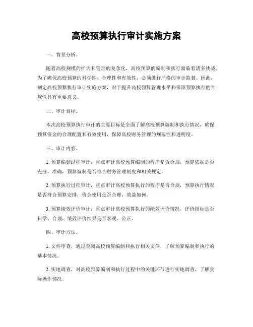 高校预算执行审计实施方案