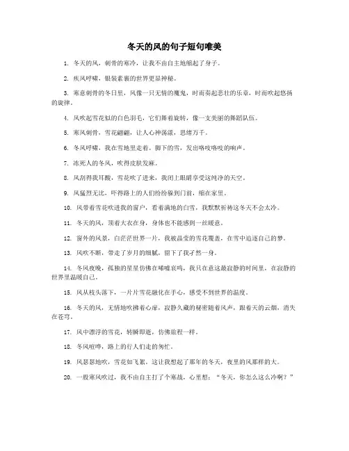 冬天的风的句子短句唯美