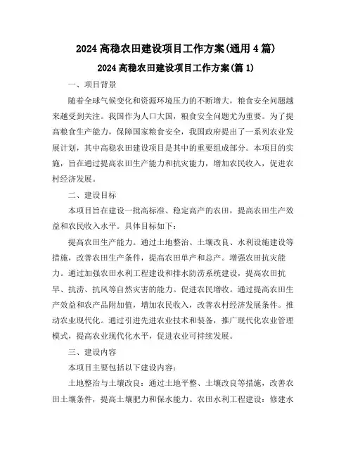 2024高稳农田建设项目工作方案(通用4篇)