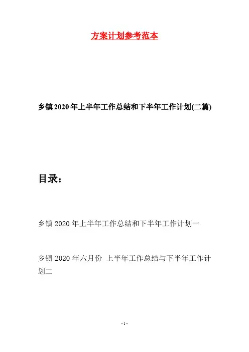 乡镇2020年上半年工作总结和下半年工作计划(二篇)