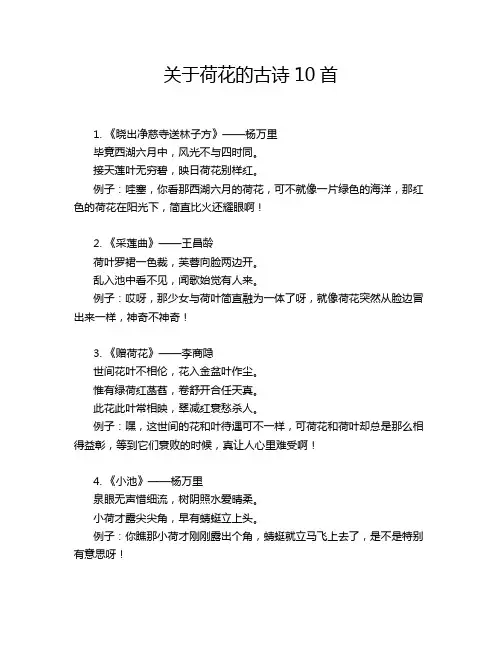 关于荷花的古诗10首