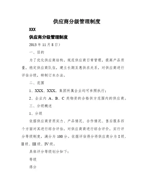 供应商分级管理制度