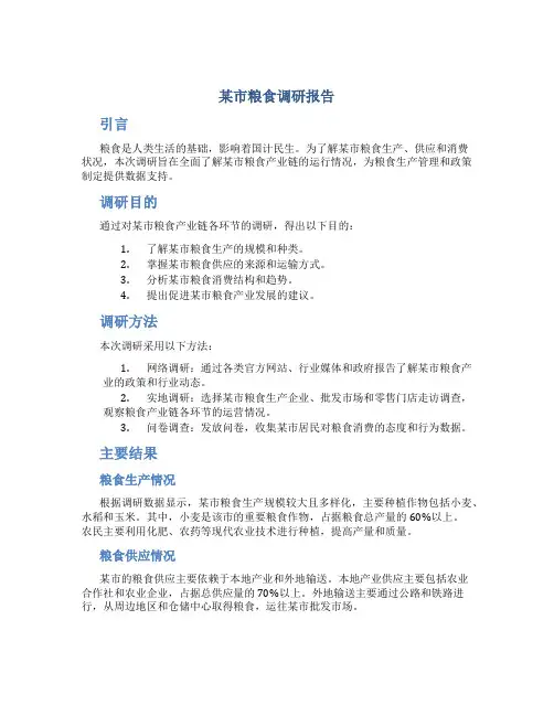 某市粮食调研报告