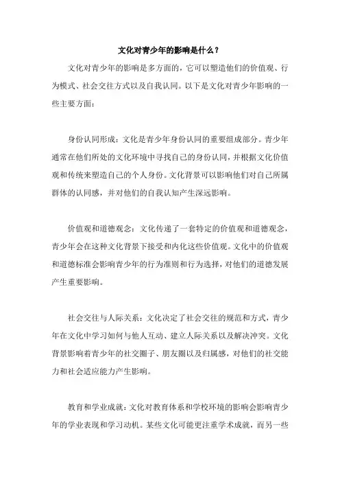 文化对青少年的影响是什么