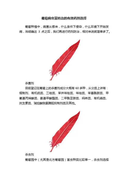 葡萄病虫害防治的有效药剂选择