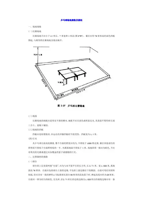 乒乓球场地规格及画法