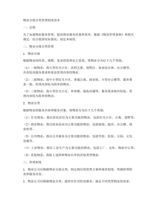 物业分级分类管理制度范本