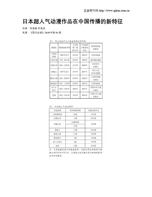 日本超人气动漫作品在中国传播的新特征