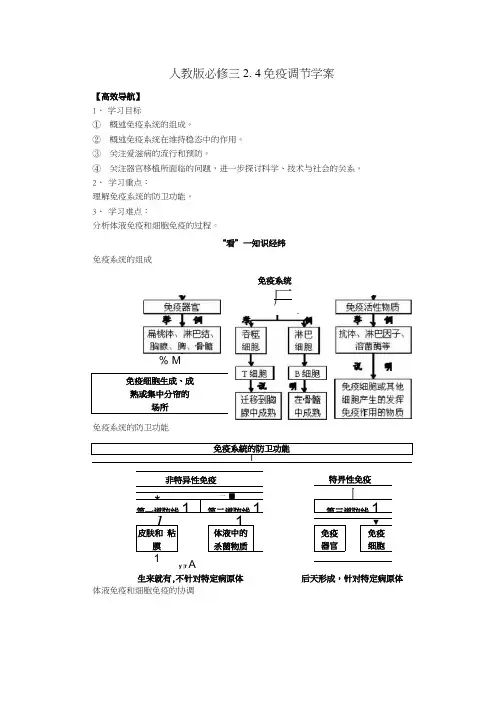 免疫调节导学案新人教版必修.docx