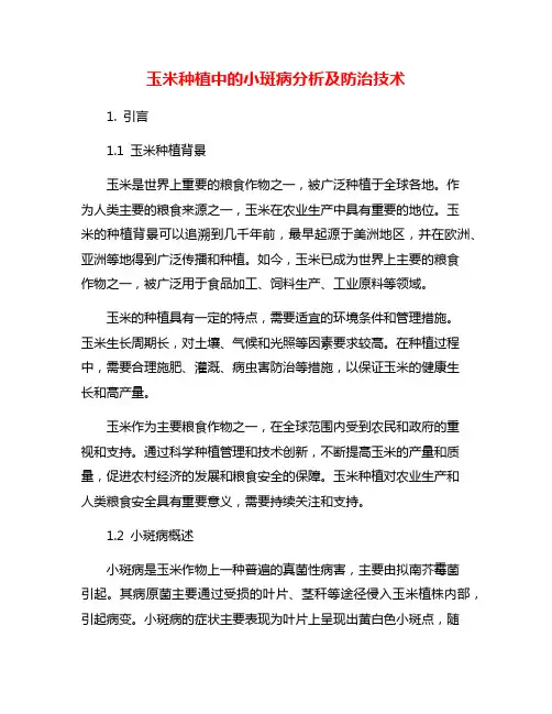 玉米种植中的小斑病分析及防治技术