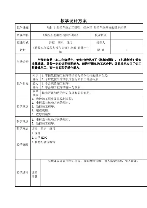 《数控车削编程与操作训练》教案5-6