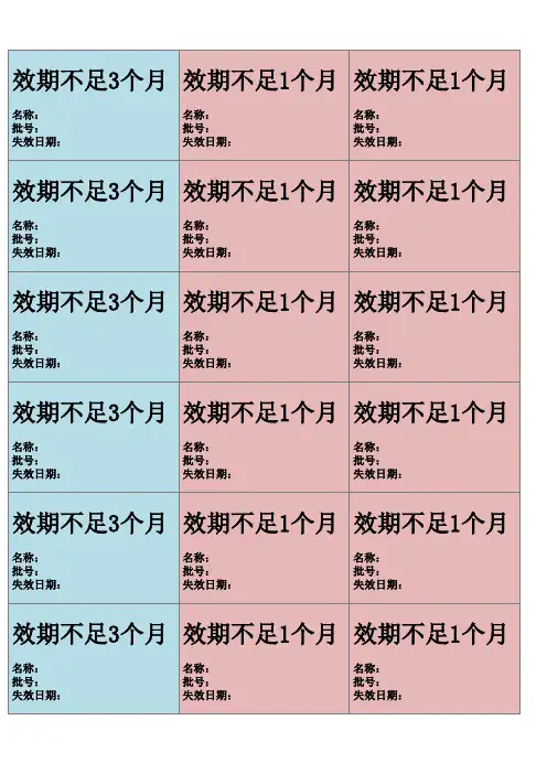 药品近效期卡片模板