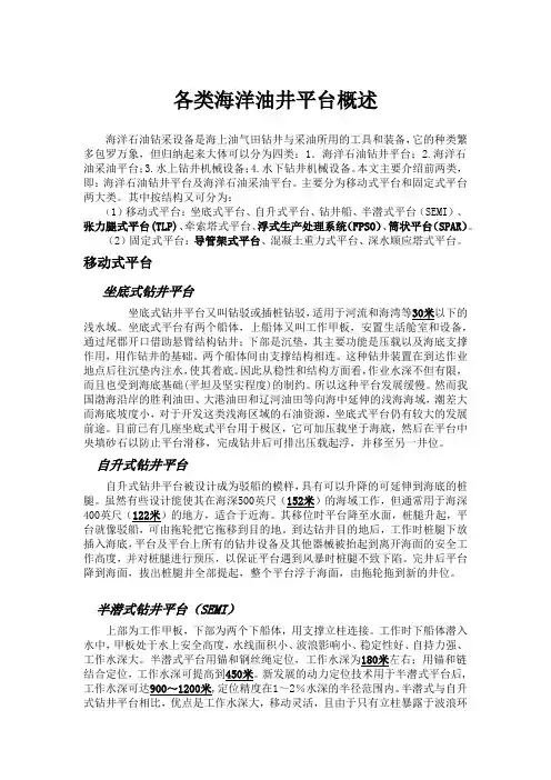 海洋油井平台概述