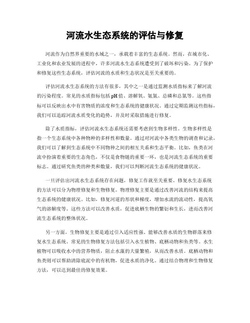 河流水生态系统的评估与修复