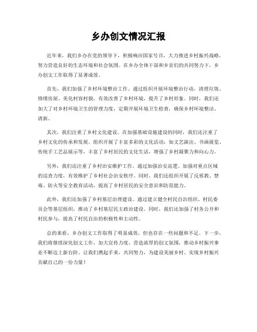 乡办创文情况汇报