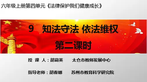 六年级上道德与法治课件PPT 知法守法 依法维权(第二课时)人教【新部编版】