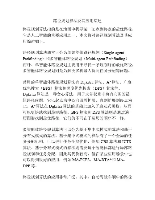 路径规划算法及其应用综述