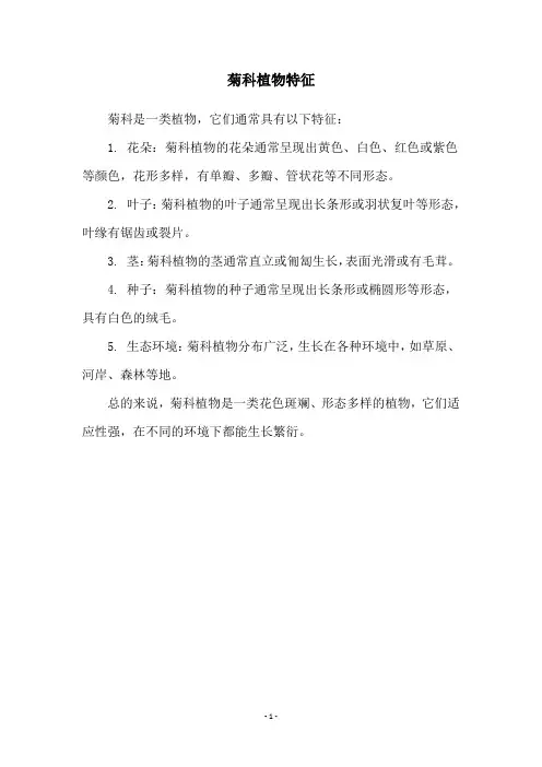 菊科植物特征