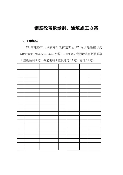 钢筋砼盖板涵洞、通道施工方案