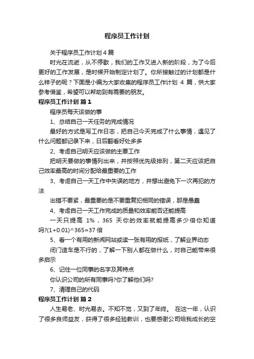 关于程序员工作计划4篇