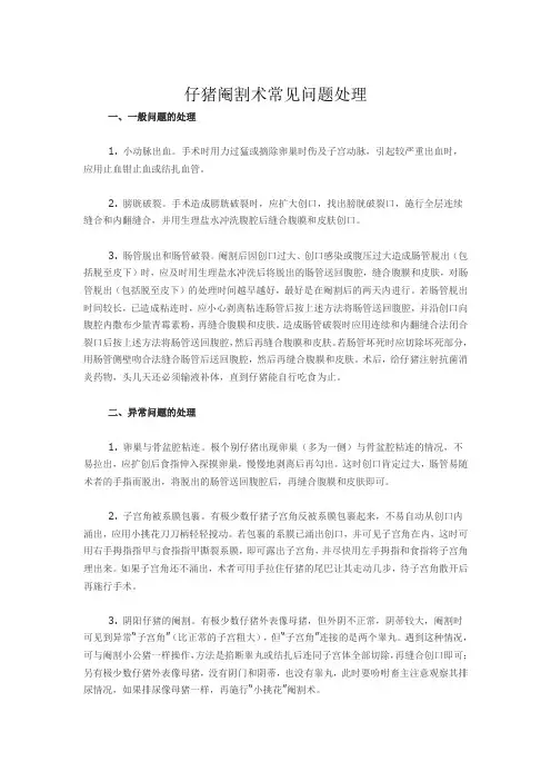 仔猪阉割术常见问题处理