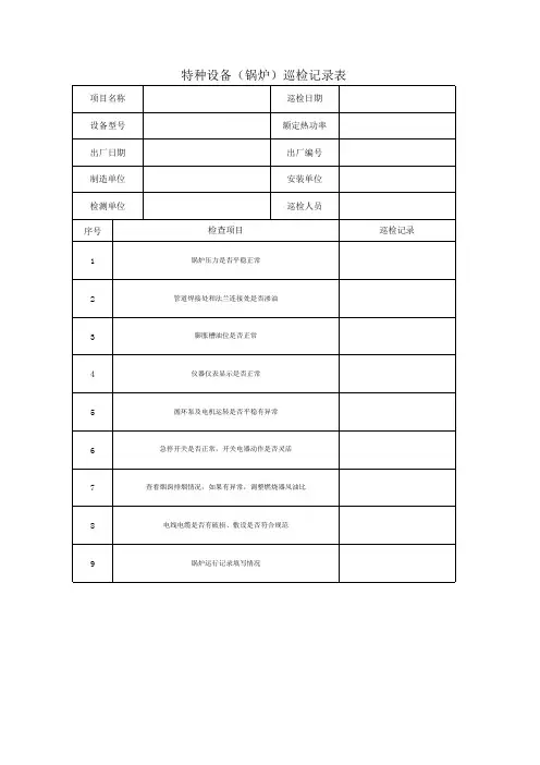 特种设备(锅炉)巡检记录表