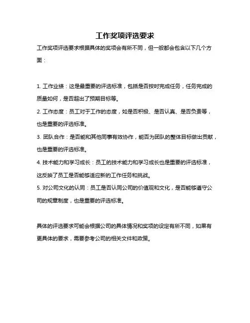 工作奖项评选要求