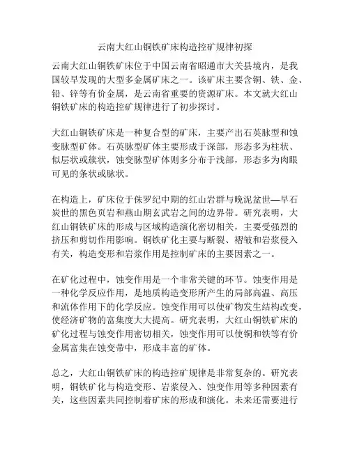 云南大红山铜铁矿床构造控矿规律初探