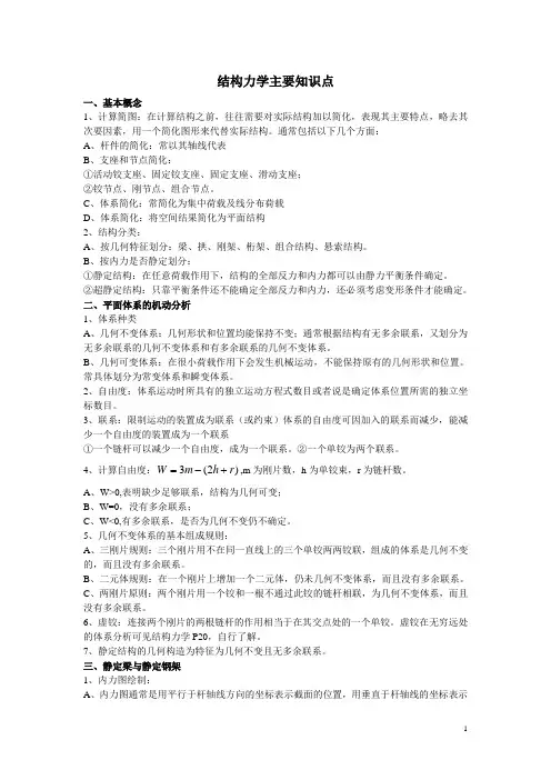 结构力学主要知识点归纳学习资料