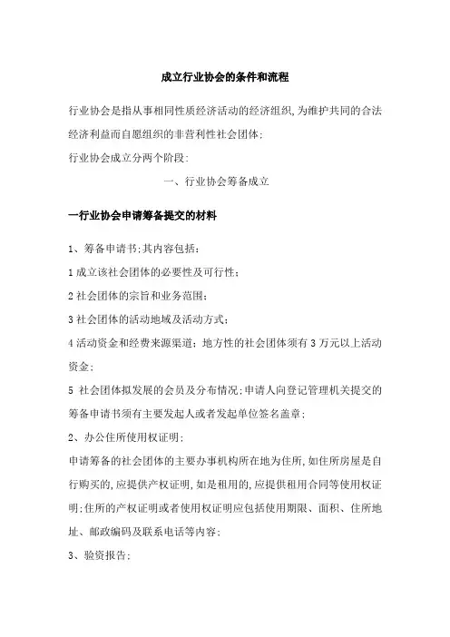 成立行业协会的条件和流程