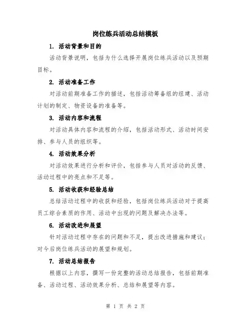 岗位练兵活动总结模板