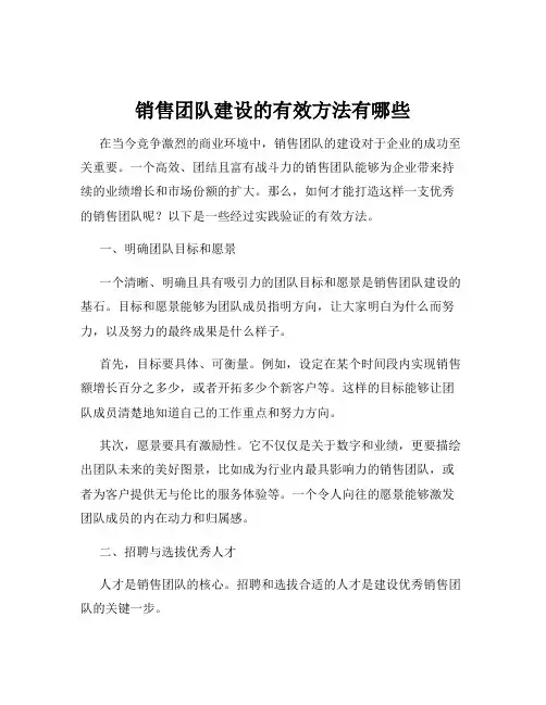 销售团队建设的有效方法有哪些