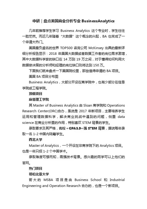 申研｜盘点美国商业分析专业BusinessAnalytics
