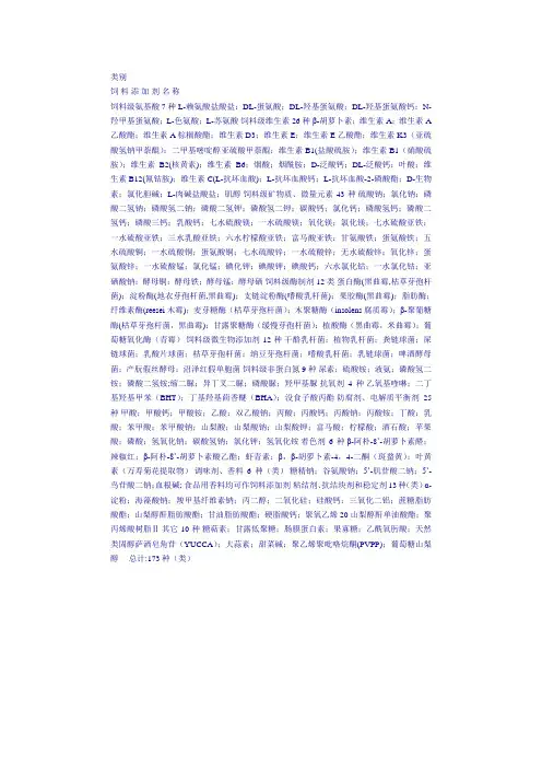 饲 料 添 加 剂 名 称