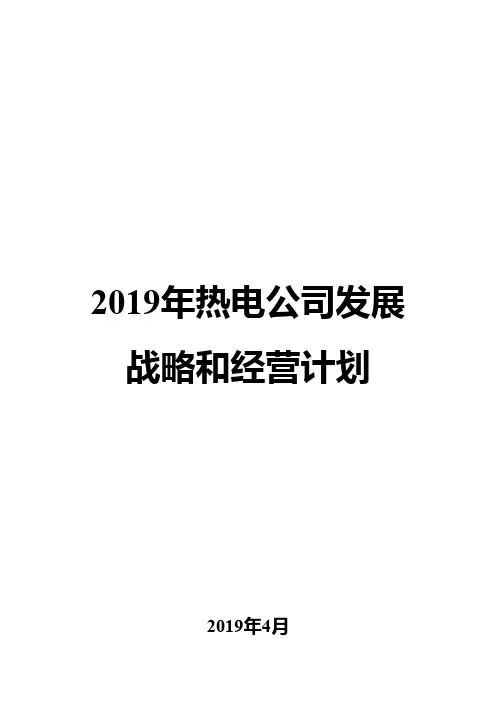 2019年热电公司发展战略和经营计划