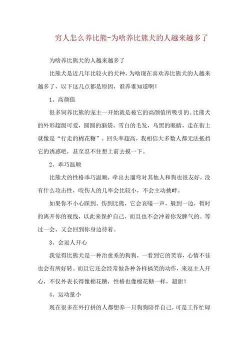 穷人怎么养比熊-为啥养比熊犬的人越来越多了