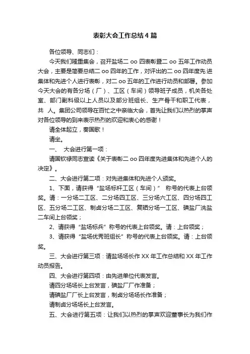 表彰大会工作总结4篇