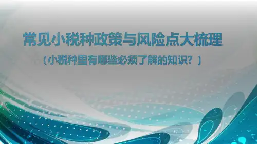 常见小税种政策与风险点大梳理培训课件