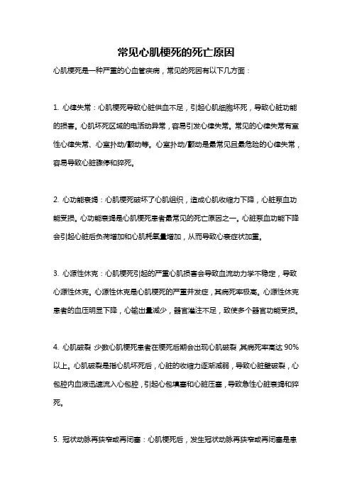 常见心肌梗死的死亡原因