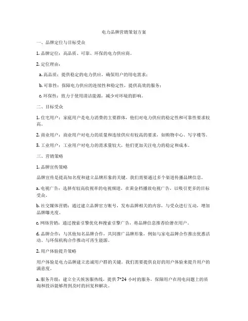 电力品牌营销策划方案