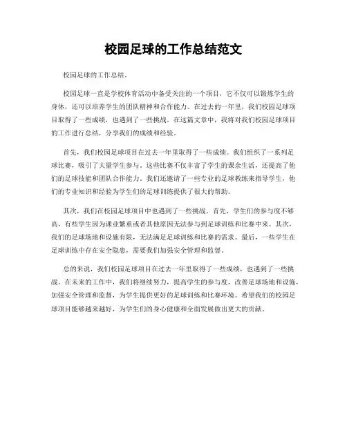 校园足球的工作总结范文