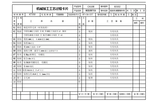 解放牌汽车前刹调整臂外壳工艺过程卡