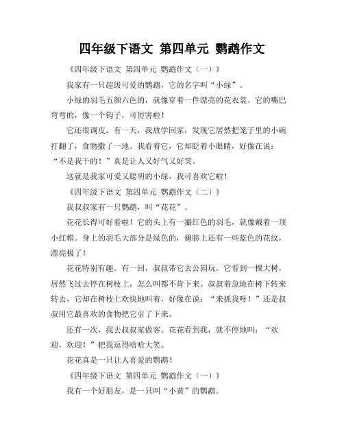 四年级下语文 第四单元 鹦鹉作文