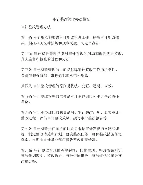 审计整改管理办法模板