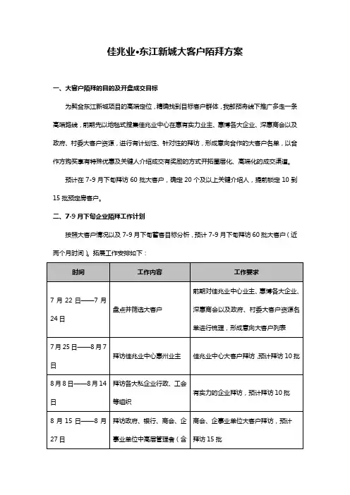 佳兆业东江新城大客户陌拜方案